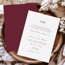 Elegant Burgundy Monogram Wedding Einladung