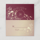 Elegant Burgundy Monogram Wedding Platzkarte (Außenseite Aufgefaltet)