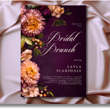 Elegant Burgundy Moody Blumenschrift Bridal Brunch