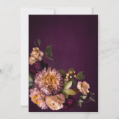 Elegant Burgundy Moody Floral Script Brautparty Einladung (Rückseite)