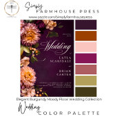 Elegant Burgundy Moody Floral Script Wedding Einladung