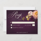 Elegant Burgundy Moody Floral Script Wedding RSVP Karte (Vorderseite)