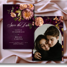 Elegant Burgundy Moody Floral Script Wedding