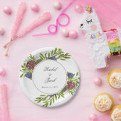 Elegant Burgundy Navy Blue Floral Wedding Pappteller (Party)