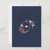 Elegant Burgundy Navy Blue Floral Wreath Wedding Einladung (Rückseite)
