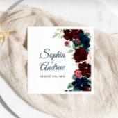Elegant Burgundy & Navy Floral Wedding Napkins Serviette