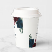 Elegant Burgundy & Navy Rustic Wood Wedding Pappbecher (Rechts)