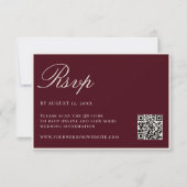 Elegant Burgundy Old Money QR Code Wedding RSVP Karte (Vorderseite)