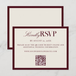 Elegant Burgundy Old Money Wedding RSVP Karte