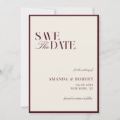 Elegant Burgundy Old Money Wedding Save The Date (Vorderseite)