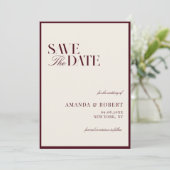 Elegant Burgundy Old Money Wedding Save The Date (Stehend Vorderseite)