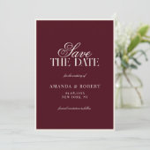 Elegant Burgundy Old Money Wedding Save The Date (Stehend Vorderseite)