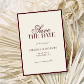 Elegant Burgundy Old Money Wedding Save The Date