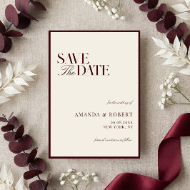 Elegant Burgundy Old Money Wedding Save The Date