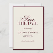 Elegant Burgundy Old Money Wedding Save The Date (Vorderseite)