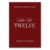 Elegant Burgundy Old Money Wedding Table Number Tischnummer (Vorderseite)