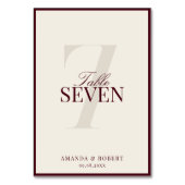 Elegant Burgundy Old Money Wedding Tischnummer (Vorderseite)