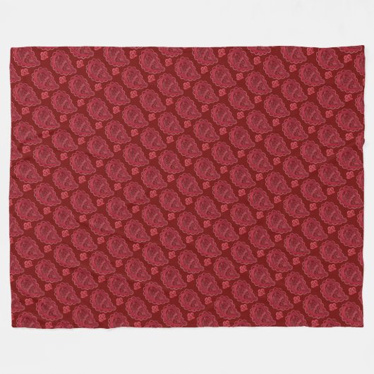 Elegant Burgundy Paisley Pattern Fleecedecke (Vorderseite (Horizontal))