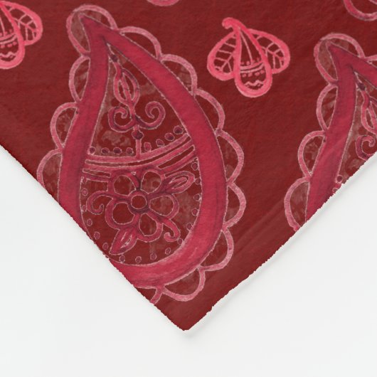 Elegant Burgundy Paisley Pattern Fleecedecke (Ecke)