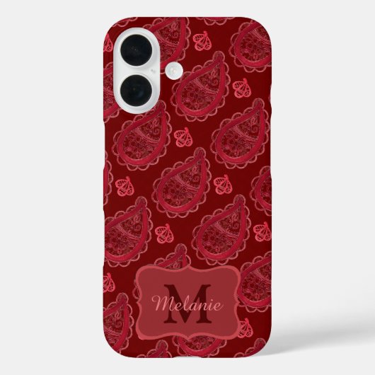 Elegant Burgundy Paisley Pattern Personalisiert Case-Mate iPhone Hülle (Rückseite)