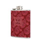Elegant Burgundy Paisley Pattern Personalisiert Flachmann (Links)
