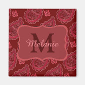 Elegant Burgundy Paisley Pattern Personalisiert Magnet (Vorne)