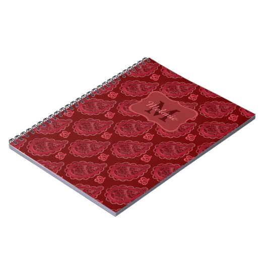 Elegant Burgundy Paisley Pattern Personalisiert Notizblock (Linke Seite)