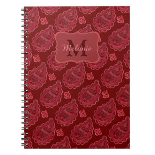 Elegant Burgundy Paisley Pattern Personalisiert Notizblock