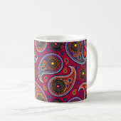 Elegant Burgundy Paisley und Mandala Pattern Kaffeetasse (VorderseiteRechts)