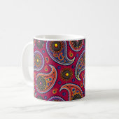 Elegant Burgundy Paisley und Mandala Pattern Kaffeetasse (Vorderseite Links)