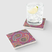 Elegant Burgundy Paisley und Mandala Pattern Steinuntersetzer (Seitenansicht)