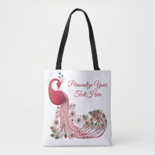 Elegant Burgundy Peacock Personalisiert Tasche