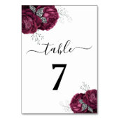 Elegant Burgundy Peonies Floral Tischnummer (Rückseite)