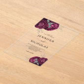 Elegant Burgundy Peonies Floral Wedding Acryleinladungen (Ablage )