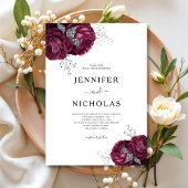 Elegant Burgundy Peonies Floral Wedding Einladung