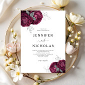 Elegant Burgundy Peonies Floral Wedding Einladung