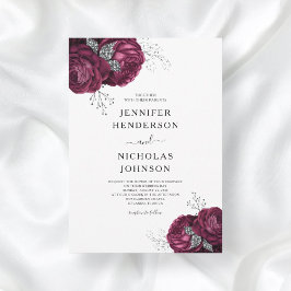 Elegant Burgundy Peonies Floral Wedding Einladung