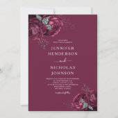 Elegant Burgundy Peonies Floral Wedding Einladung (Vorderseite)