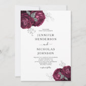 Elegant Burgundy Peonies Floral Wedding Einladung (Vorderseite)