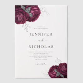 Elegant Burgundy Peonies Floral Wedding Pergament Einladungen