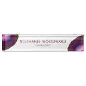 Elegant Burgundy Pink Agate Geode Namensplakette (Vorderseite)