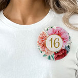 Elegant Burgundy Pink Bläsernbäume Süß 16 Button<br><div class="desc">Eleganter Bordeaux-,  Rosa- und Pfirsichbäumchen Sweet 16 Geburtstagsparty Custom Button. Personalisiert mit dem Alter der Ehrengast. Kontaktieren Sie mich,  um Hilfe bei Ihren Anpassungen zu erhalten oder um zusätzliche Matching oder Koordination von Zazzle Produkten für Ihre Veranstaltung zu beantragen.</div>