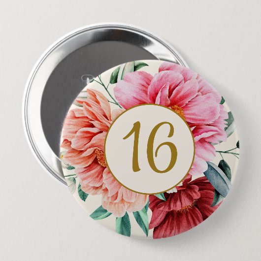 Elegant Burgundy Pink Bläsernbäume Süß 16 Button (Vorne & Hinten)