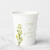 Elegant Burgundy Pink Floral 40. Geburtstag Pappbecher (Rückseite)