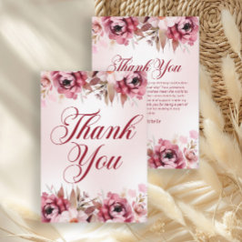 Elegant Burgundy Pink Floral Birthday Dankeskarte