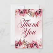 Elegant Burgundy Pink Floral Birthday Dankeskarte (Vorderseite)