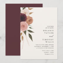 Elegant Burgundy Plum Floral Wedding Einladung