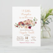 Elegant Burgundy Pumpkin Baby Shower Einladung (Stehend Vorderseite)