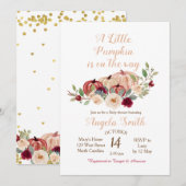 Elegant Burgundy Pumpkin Baby Shower Einladung (Vorne/Hinten)