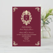 Elegant Burgundy QR Code Wedding Einladung (Stehend Vorderseite)